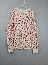 Hanna Andersson 100% Cotton Red Cream Christmas Pajama Top LS Women XL 