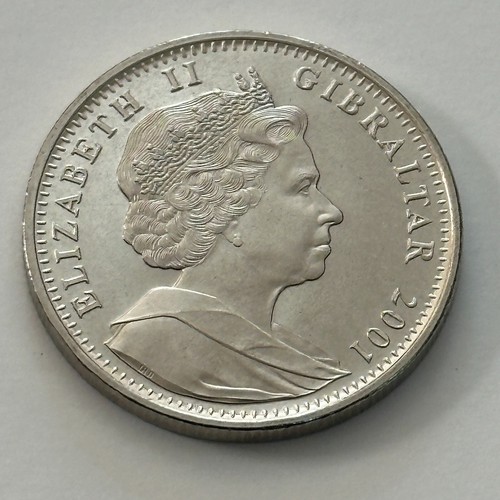 2001 Gibraltar 21st Century 1 Crown CuNi Coin Brilliant Uncirculated Condition - 第 10/10 張圖片