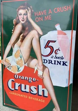 Vintage Style Orange Crush Soda Pop Drink  Steel Metal Top Quality Sign