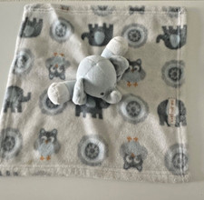 Blankets And Beyond Elephant Owl Blue Grey Security Baby Blanket