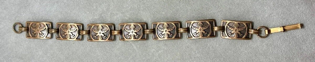 Vintage Solid Copper Panel Linked  Bracelet South… - image 1