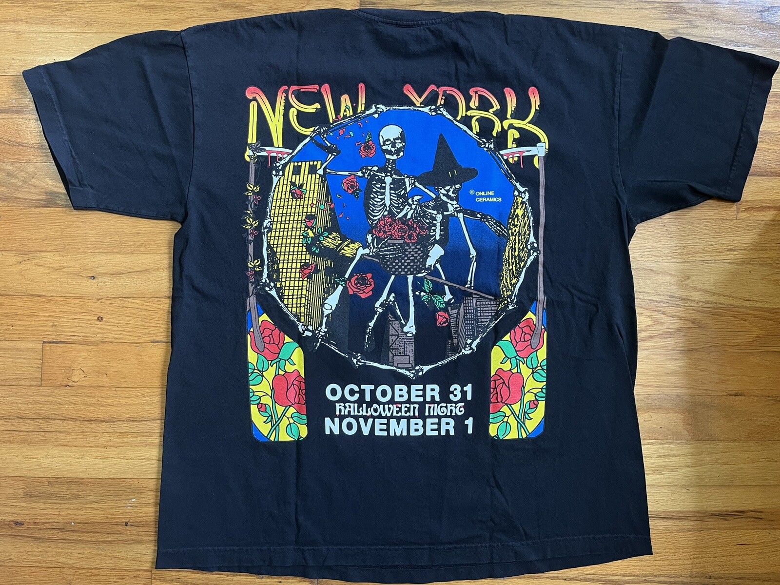 Online Ceramics Grateful Dead New York Skull Roses A24 MSG T-Shirt-image