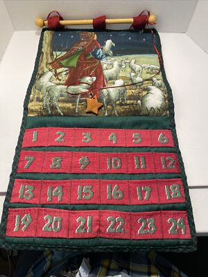Hanging Wall Shephard Boy with Sheep Advent Calendar w/Star Marker Piece