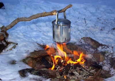 Zebra Loop Handle Pot Stainless Steel Billy Can 16cm Bushcraft