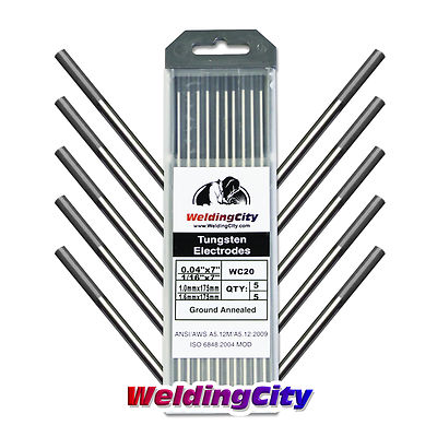 WeldingCity  10-pk TIG Welding Tungsten Electrode 2% Ceriated Gray .040''-1/16''x7