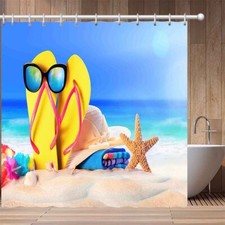 Beach Sandals; Waterproof Bath Polyester Shower Curtain Liner Water Resistant