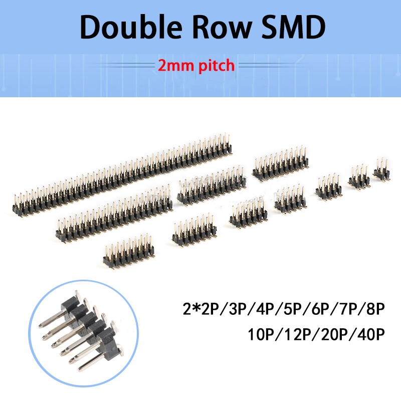 2mm Pitch Pin Header Double Row SMD Straight Pin Strip PCB Connector 2 ...