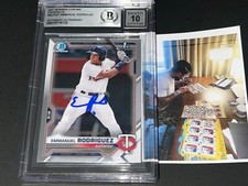 Emmanuel Rodriguez Twins Auto SIGNED 2021 BOWMAN Chrome BECKETT BAS 10 BGS *