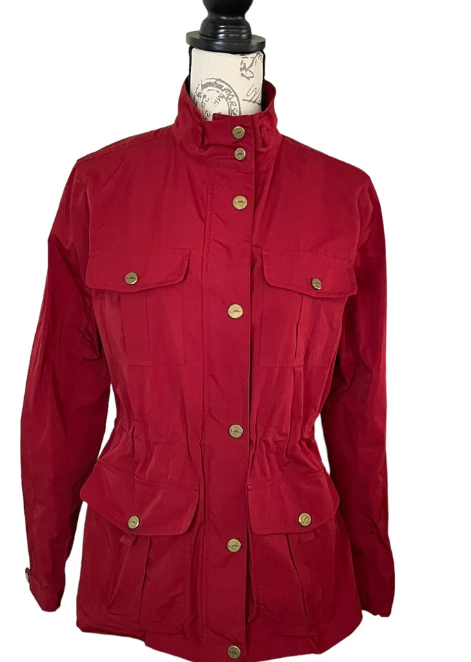 Ralph Lauren Woman’s Red Lightweight Jacket with Gold Snaps Size Med Adjustable - Image 4 of 4
