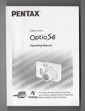 Pentax Optio S6 Genuine Camera Instruction Manual / User Guide In English