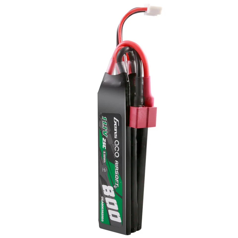 Gens Ace 25C 800mAh 11.1V NUNCHUCK 3X Airsoft Gun 3S Lipo Battery Deans(T) Plug - Bild 2 von 4