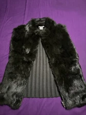 Two Sisters Outerwear Womens Full-Zip Rabbit Fur Vest Medium Gray Lined