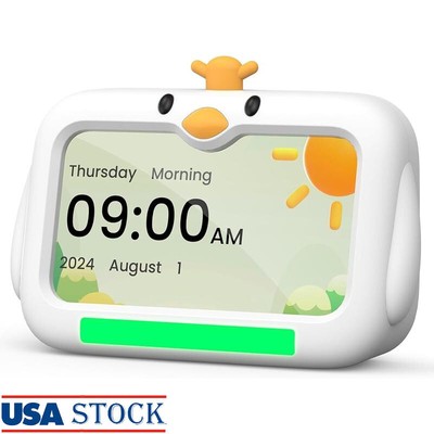Kids Sleep Training Alarm Clock W/ Natural Sounds Night Light Toddlers White New