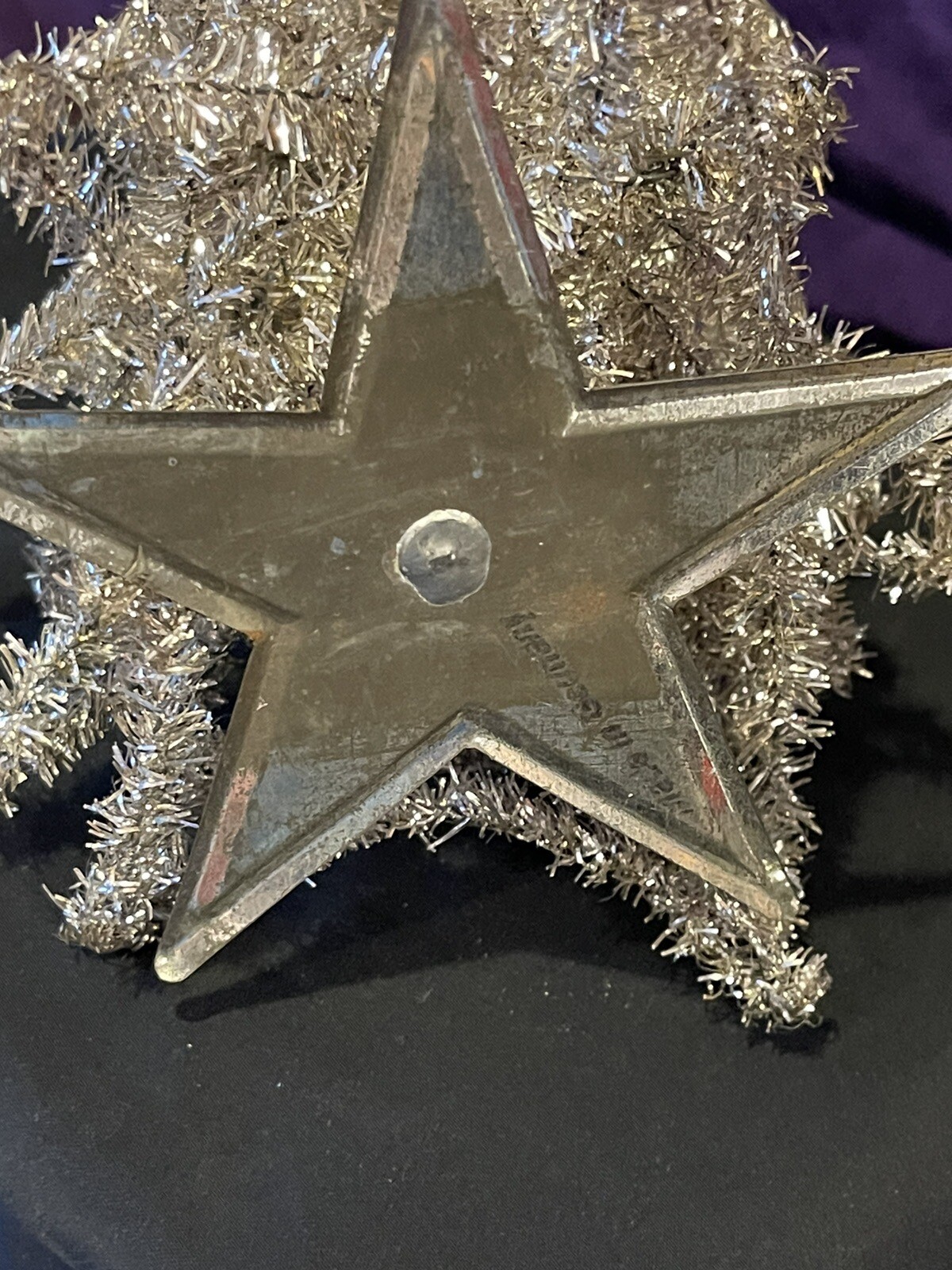 VTG 1940’s GERMAN SILVER FOIL TINSEL CHRISTMAS TREE WITH METAL STAR