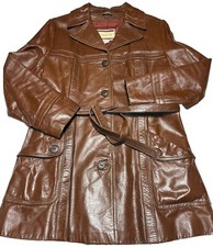 Vintage Suburban Heritage Leather Jacket Women’s Size 12 Caramel Brown Belt