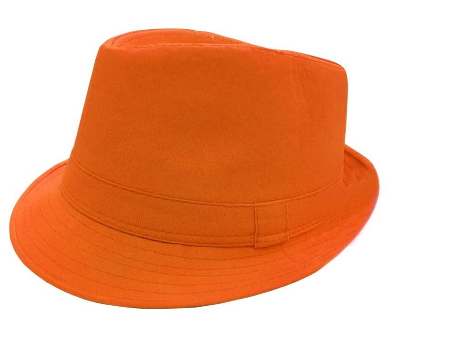 Chapeau Fedora/Trilby Blanc Enfant/Jeune D&Y - Bord Cyan - Taille Unique - Occasion Bon État