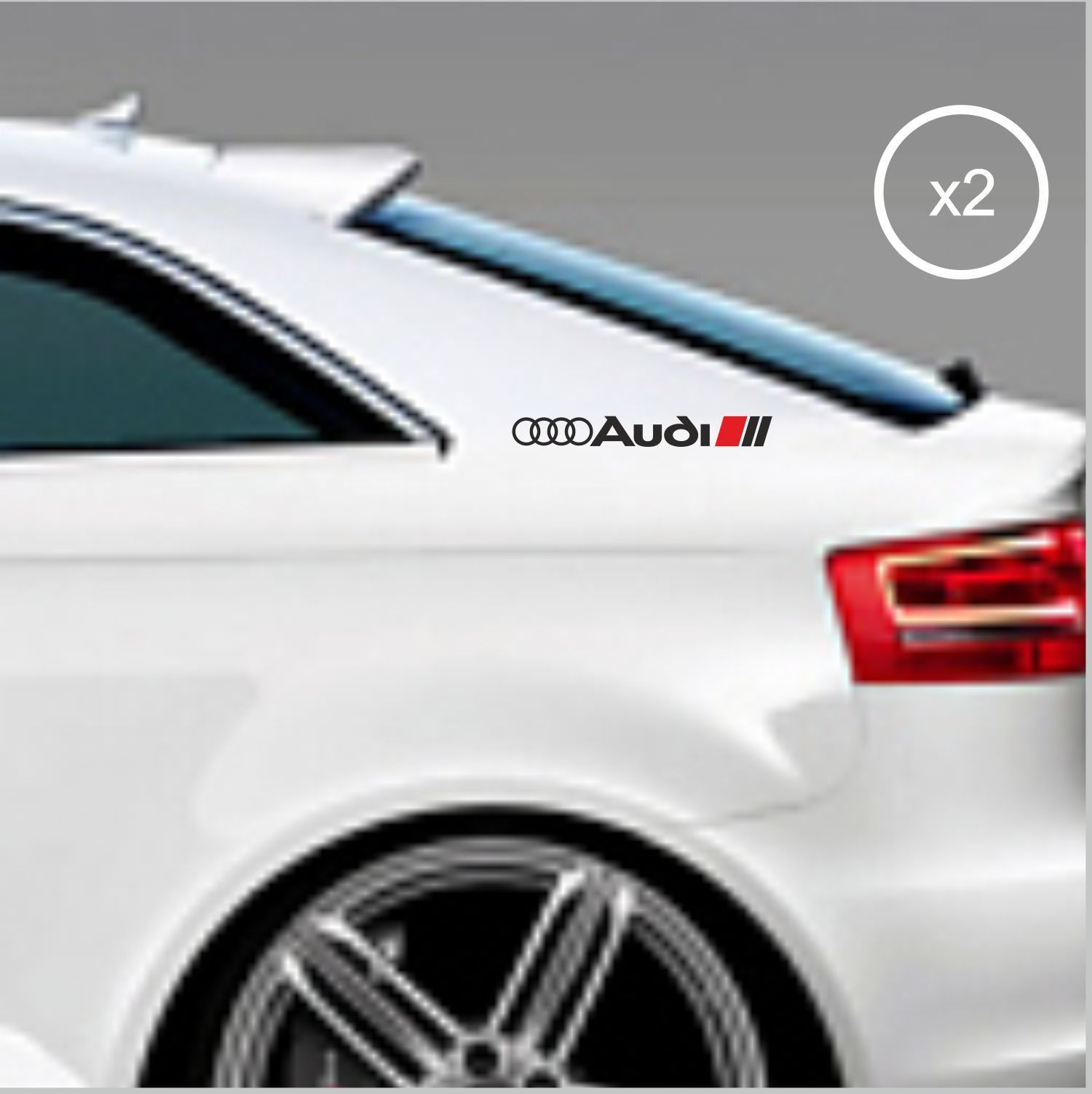 2pcs AUDI SPORT LOGO RINGS DECAL STICKER M1 8"20cm A3 A4 A5 A6 A7 A8