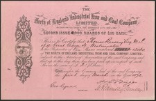 North of England Industrial Iron and Coal Co. Ltd., £10 Aktien, [1872]