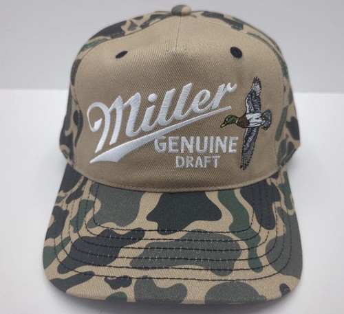 Miller Genuine Draft Camo Beer Hat Men’s Duck Embroidered Logo One Size Fit NEW