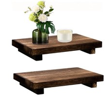 2 PCS Wood Pedestal Stand Risers for Decor, Small Wooden Tray Farmhouse