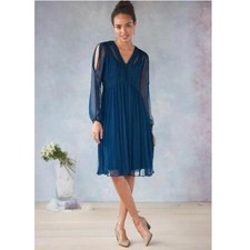 Sundance Time after Time Boho Dress Navy Blue Lace Crochet Cold Shoulder Sz 10
