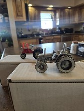 Set of 2 1992 SPEC CAST JOHN DEERE 5400 TRACTOR PEWTER and  FORD 901 POWERMASTER