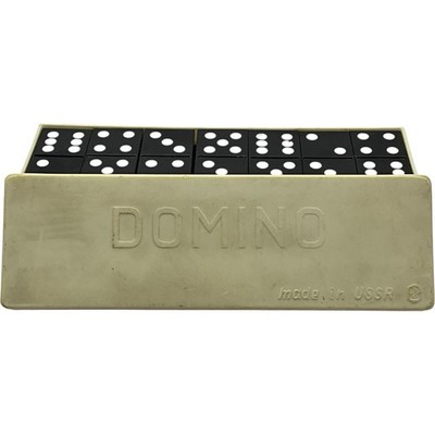 Vintage Sowjetisches Domino Set UdSSR Retro Schwarz Dominosteine Deko Spiel