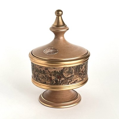 Florentine Trinket Candy Dish w/Lid Equestrian Decoro Giotto Italy Vintage