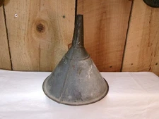 Vintage 7.5" Galvanized Metal Funnel with Strainer