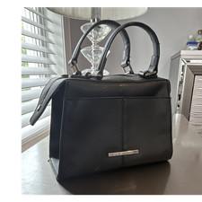 Steve Madden Black Leather Satchel Top Handle Bag with Double Handles