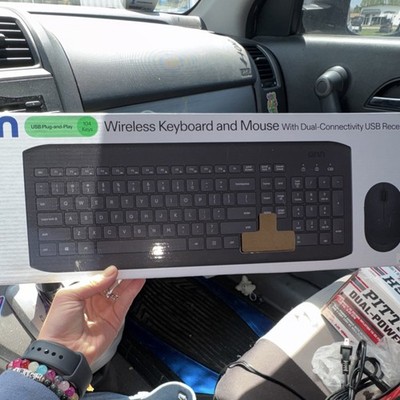 ONN Wireless Keyboard and Mouse Bundle, USB Plug & Play, Black