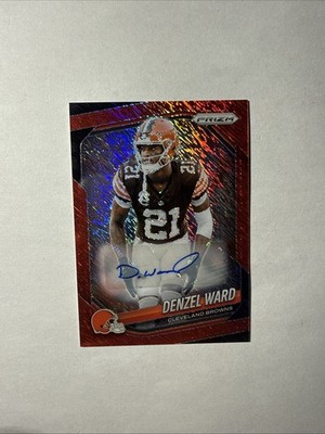 2025 Panini Prizm - Denzel Ward Red Shimmer Auto /35 - #90 Cleveland Browns