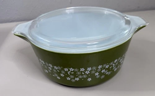 Vintage Pyrex Crazy Daisy Spring Blossom 475-B Casserole Dish With Lid  EUC