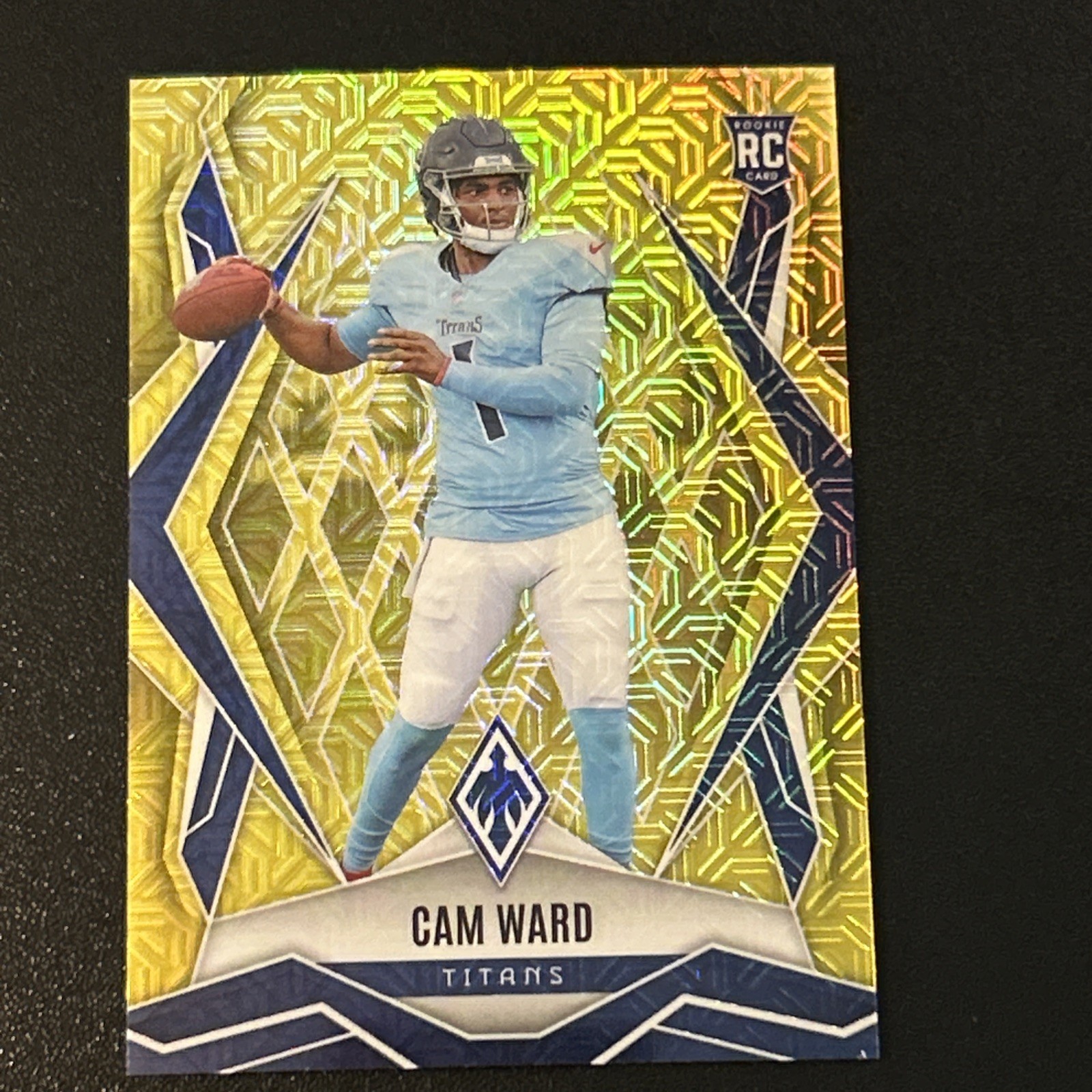 2025 Panini Phoenix Yellow Mojo Cam Ward RC 18/35 #194 Titans
