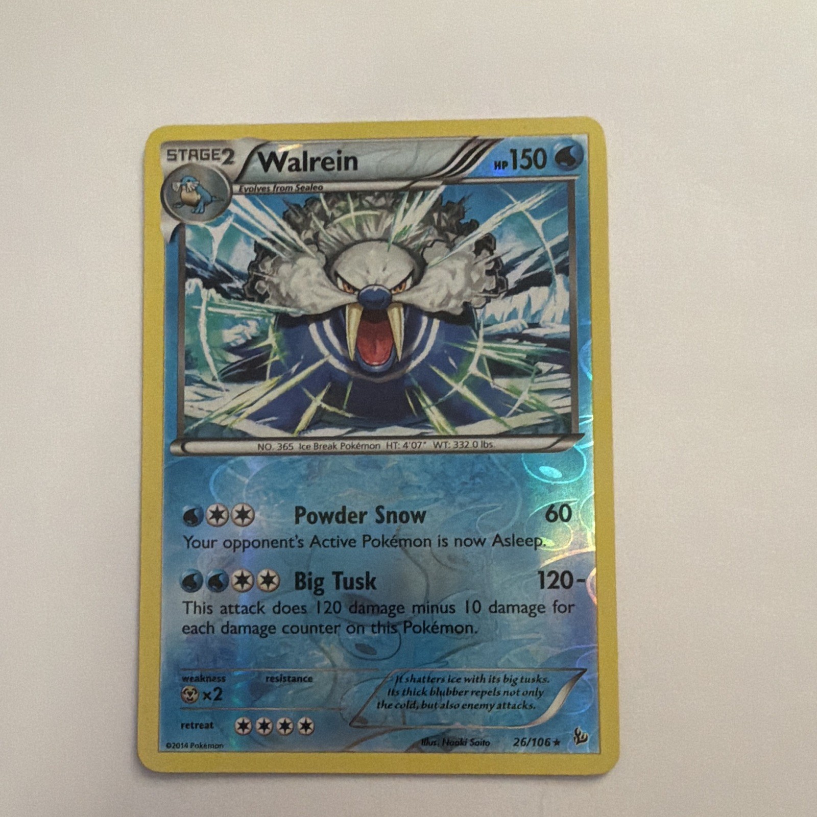 Walrein Holo Pokemon TCG Card Nintendo 2014 26/106 Stage 2