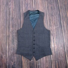 Suit Vest Mens M Gray Solid 3 Piece Belted Formal Waistcoat Business Wedding