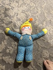 Vintage 1984 Fisher Price Crib Friends Rattle Squeak Boy Doll Blue Gently Used