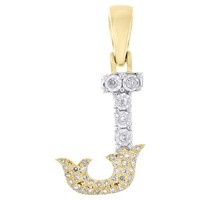 10K Gelbgold AnhäNger Buchstabe J Flared Block Font Mit Diamant 0.11 Ct