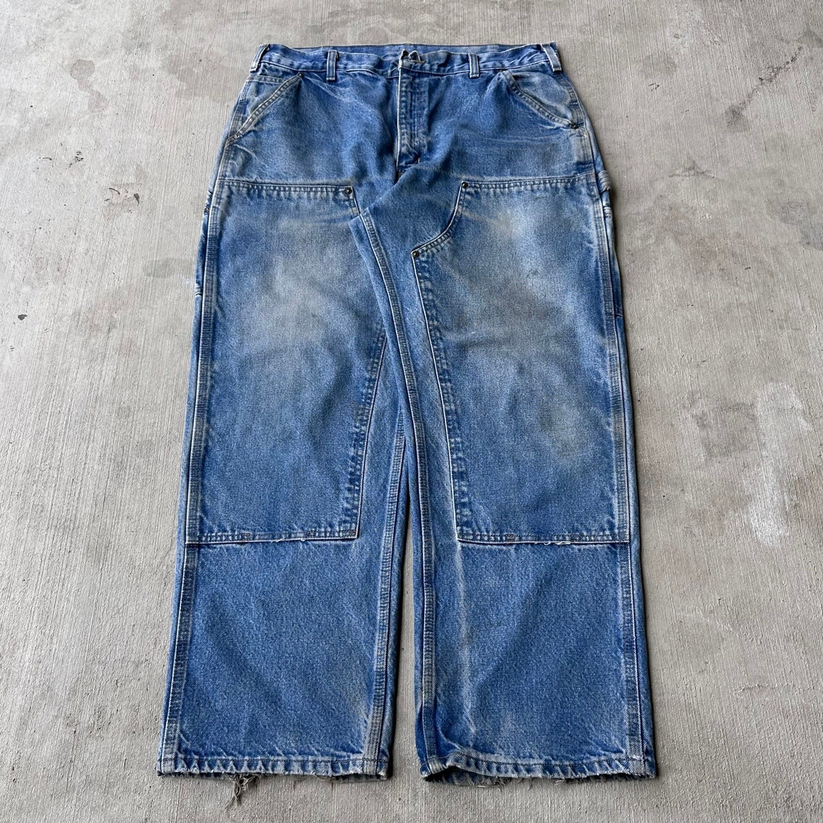 Vintage Y2K Carhartt denim blue jeans double knee work wear carpenter pants