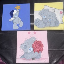Beautiful hand-painted Teddy Bear wall art set for a baby or kids room
