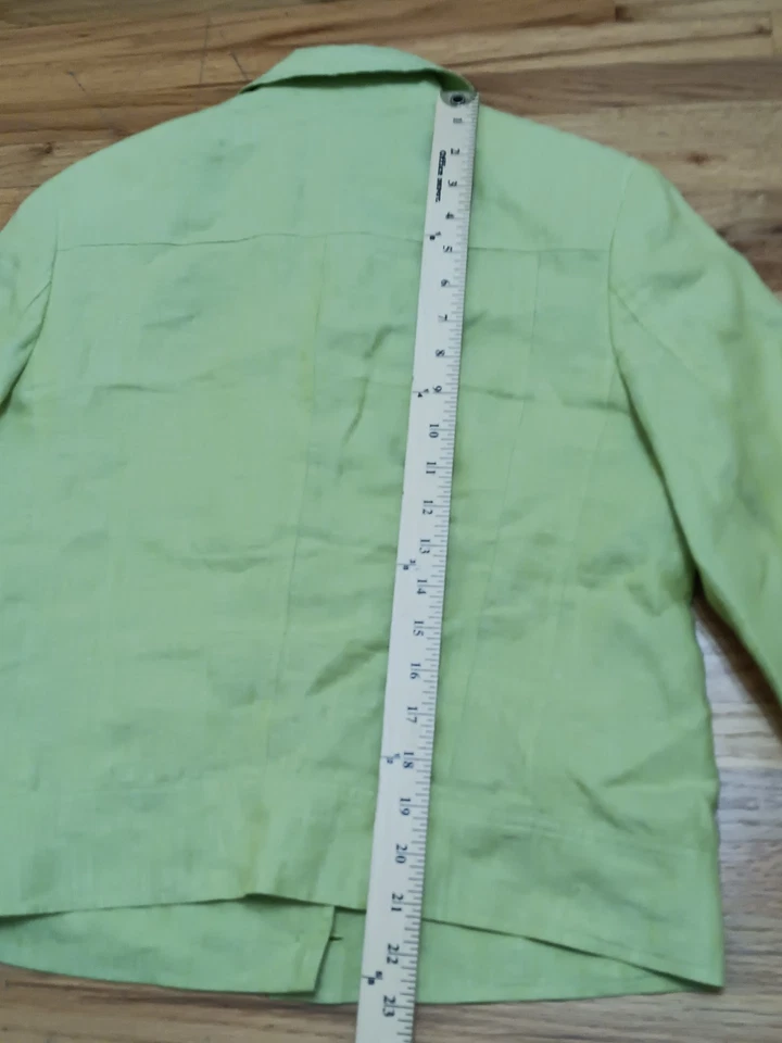 Talbots Women's Blazer Size 4 Irish Liner Green Button Up 100% Linen - Image 3 of 4