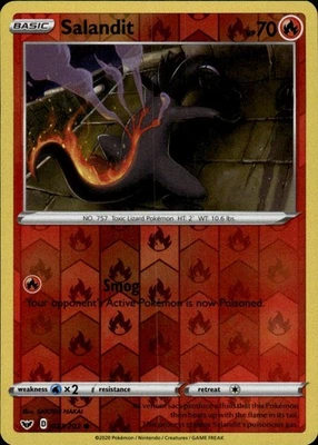 Salandit Reverse Holo Common SWSH01: Sword & Shield Base Set 027/202 LP TOKIYA - Image 1 of 3