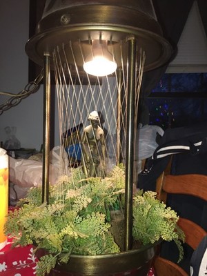 Vintage Brass Chain Metal Oil Rain Lamp Greek Goddess  Roman Hanging Works