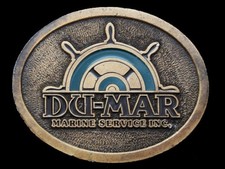 KJ27146 VINTAGE 1970s  DU-MAR MARINE SERVICE INC.  BRASSTONE BELT BUCKLE