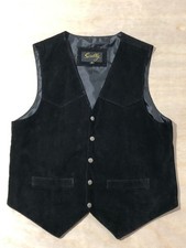 Scully Men's Size Medium Black Genuine Leather Snap Up Western Vest