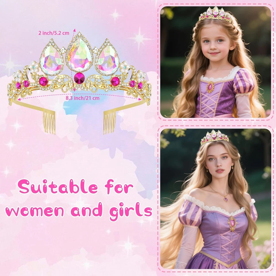 Tiara cosplay menina princesa coroa Halloween AB coroa de cristal festa presente de aniversário - Imagem 2 de 4