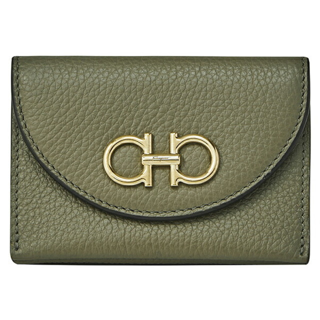 Ferragamo Women Wallet Accessories Gancini Card Case Olive Green
