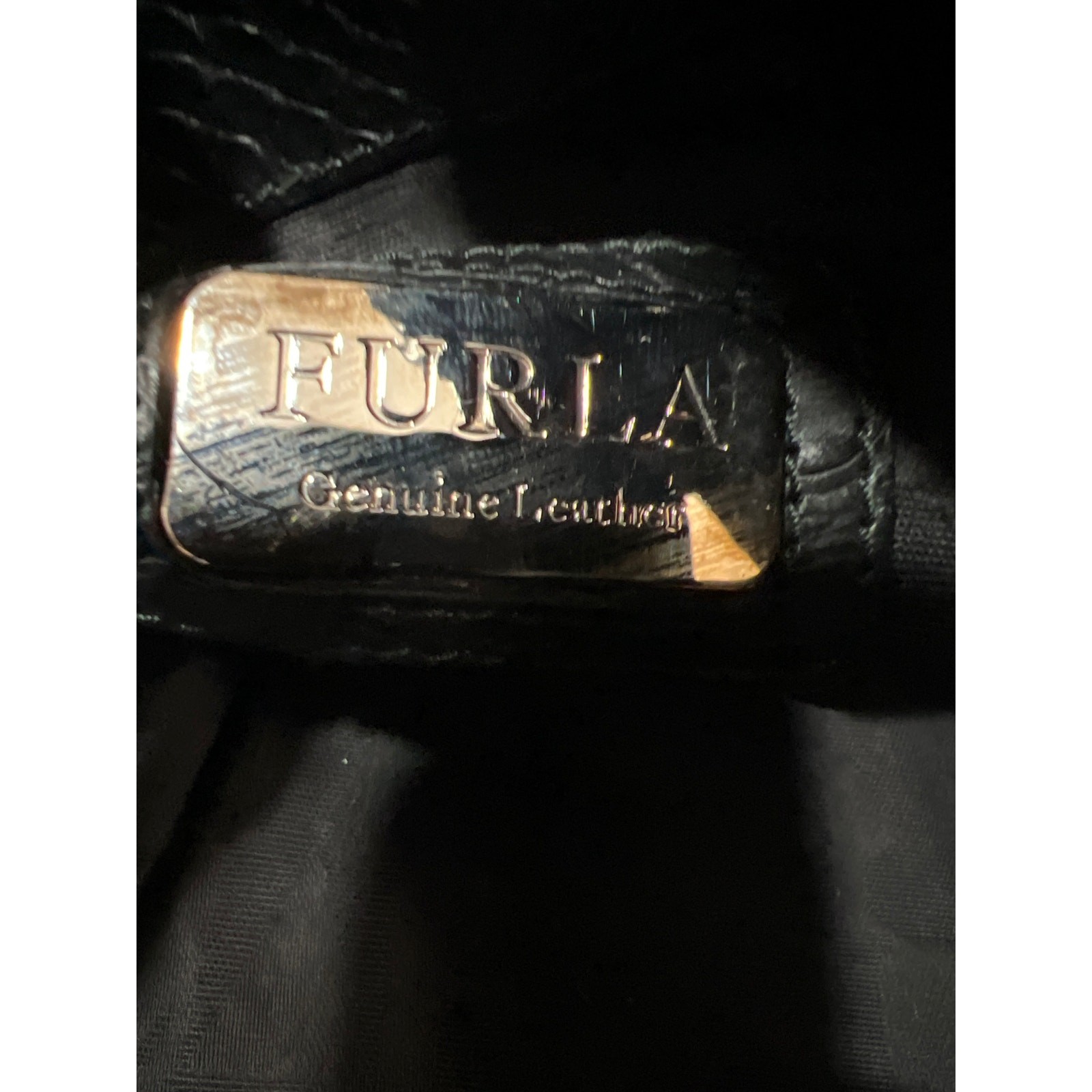 Furla Black Python Embossed Leather Side Bow Hobo… - image 10