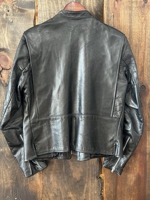 Vintage 1960s Brooks Cafe Racer Black Leather Motorcycle Jacket