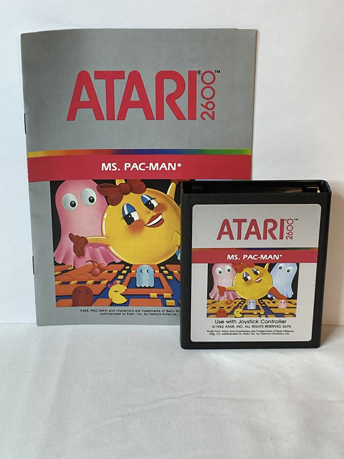 Ms. Pac-Man (Atari 2600, 1982) Authentic Cartridge & Manual Cleaned Tested